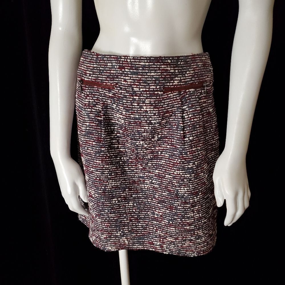 Ann Taylor Loft Petites Gray, Red, & Cream Skirt - Picture 2 of 5